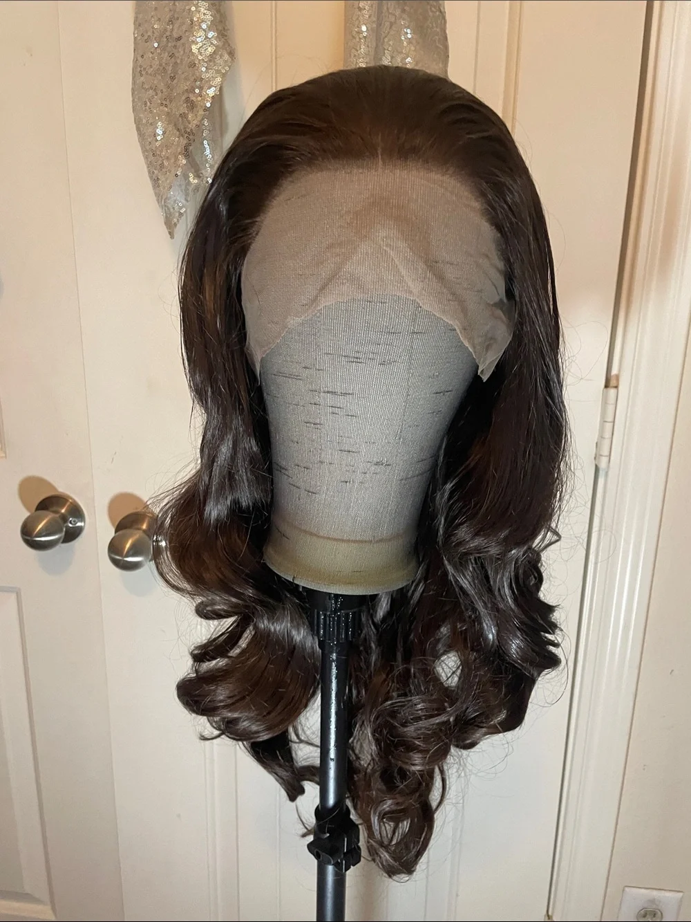Lace Front Women's Long Wavy Wig - Dark Brown